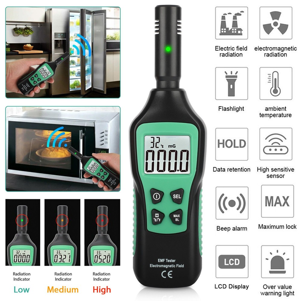 1 PC LCD Radiation Dosimeter EMF Meter Electromagnetic Radiation Detector