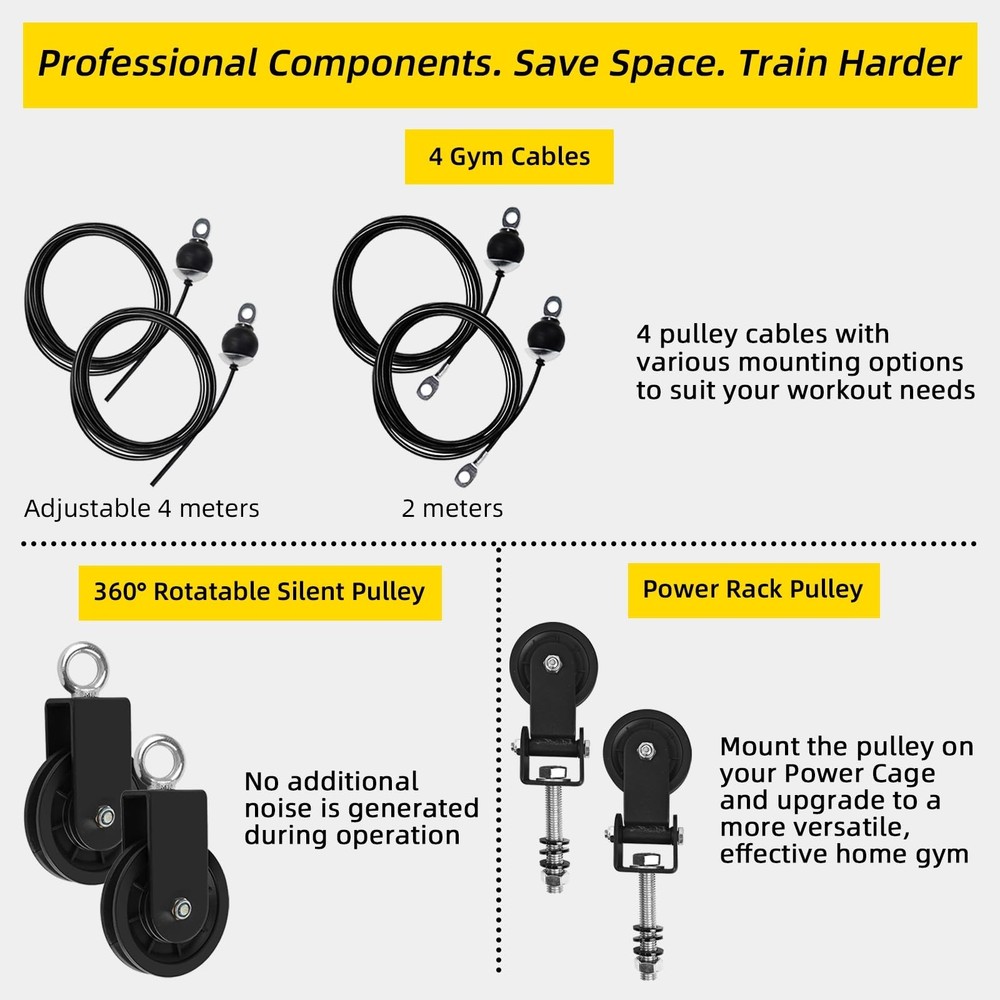 LAT Pulldown Pulley System for Home Gym Cable Machine Pulley Attachment Set P...