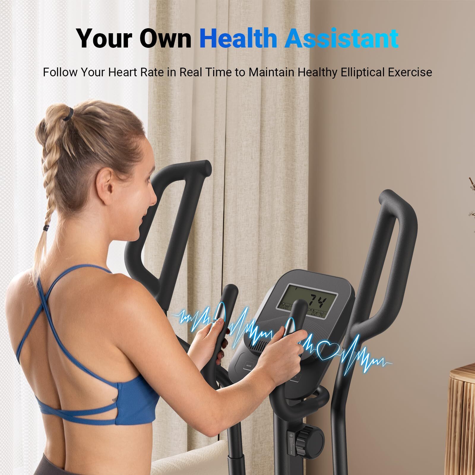 MERACH E27 Elliptical Magnetic Exercise Machine Hyper-Quiet 8 Resistance Levels