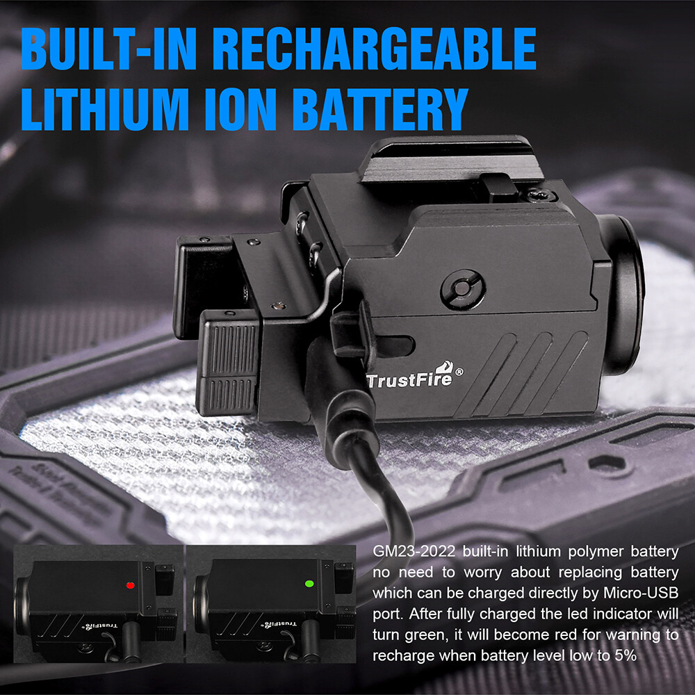 Trustfire 800LM Compact Tactical Rechargeable Pistol Light LED Weapon Flashlight