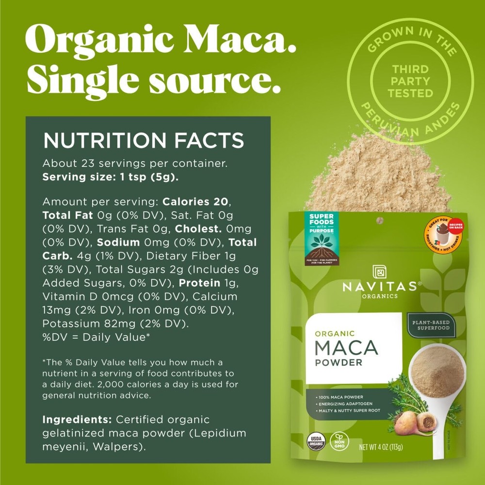 Maca Powder – 100% Gelatinized Peruvian Maca (4Oz. Bag, 23 Servings)
