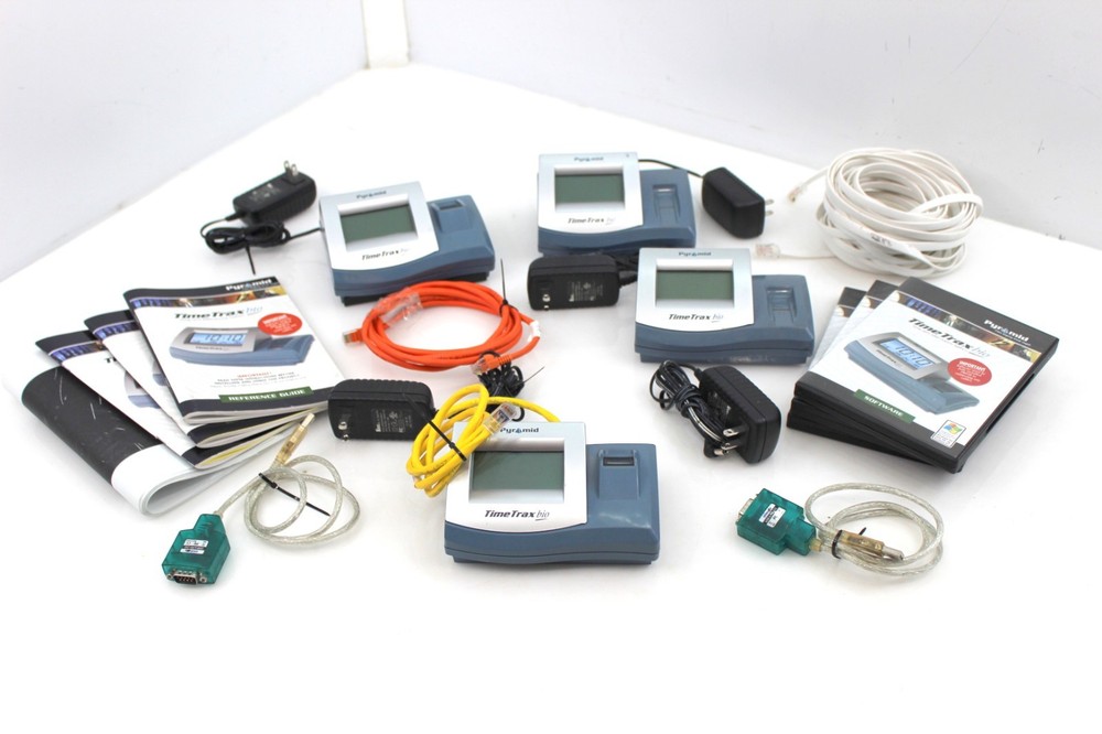Pyramid Employee Time Trax Bio Recorder Fingerprint Reader Clock- 4 Systems Pack