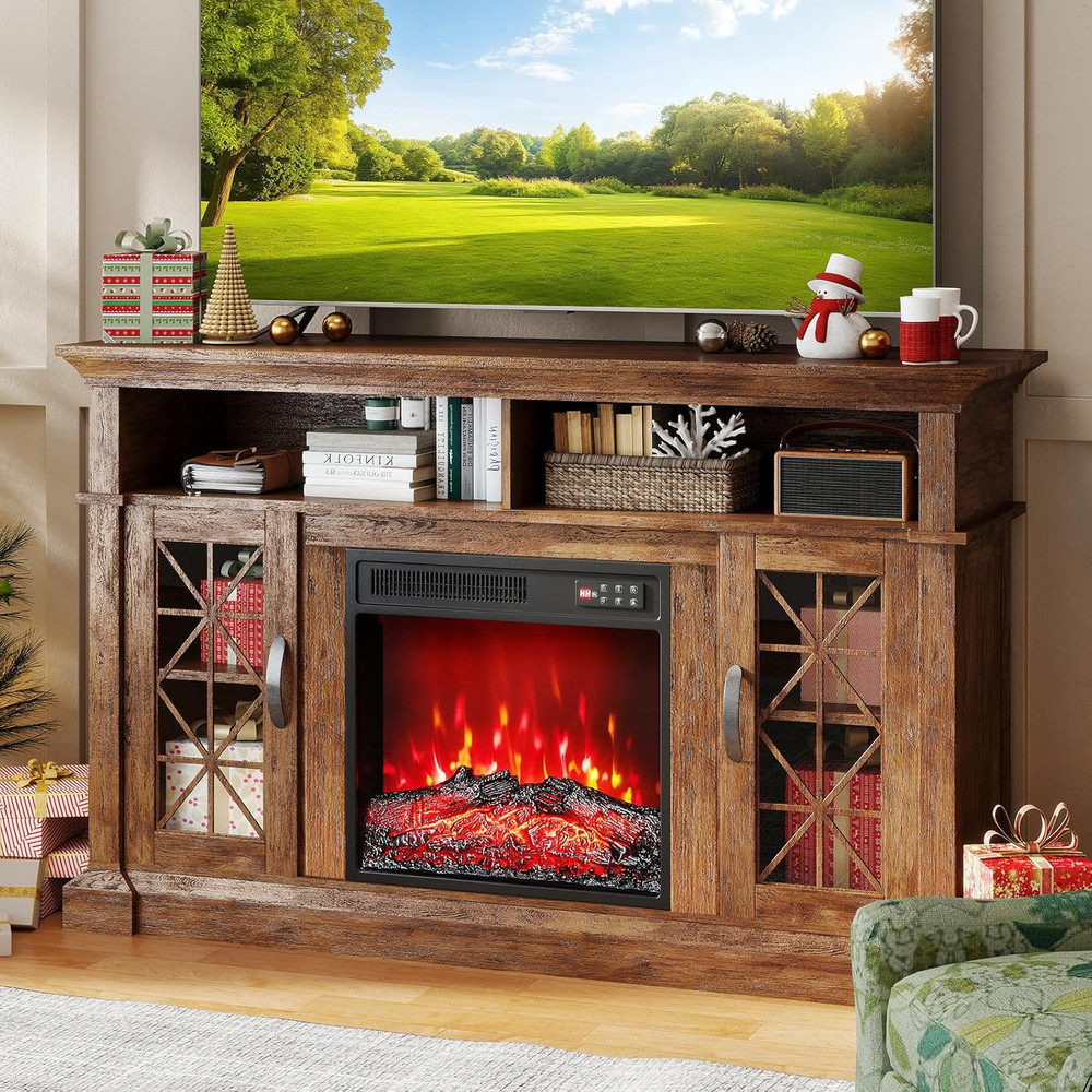 18" Electric Fireplace Insert with Remote & 7 Flame Colors, Timer Included
