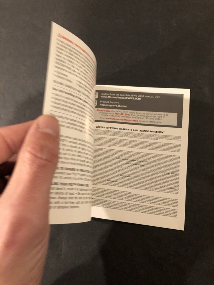 wwe 2k16 ps3 Manual Only