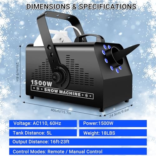 Snowflake Maker: Wired & Wireless Remote Snow Volume - with 1500W Snow Machine