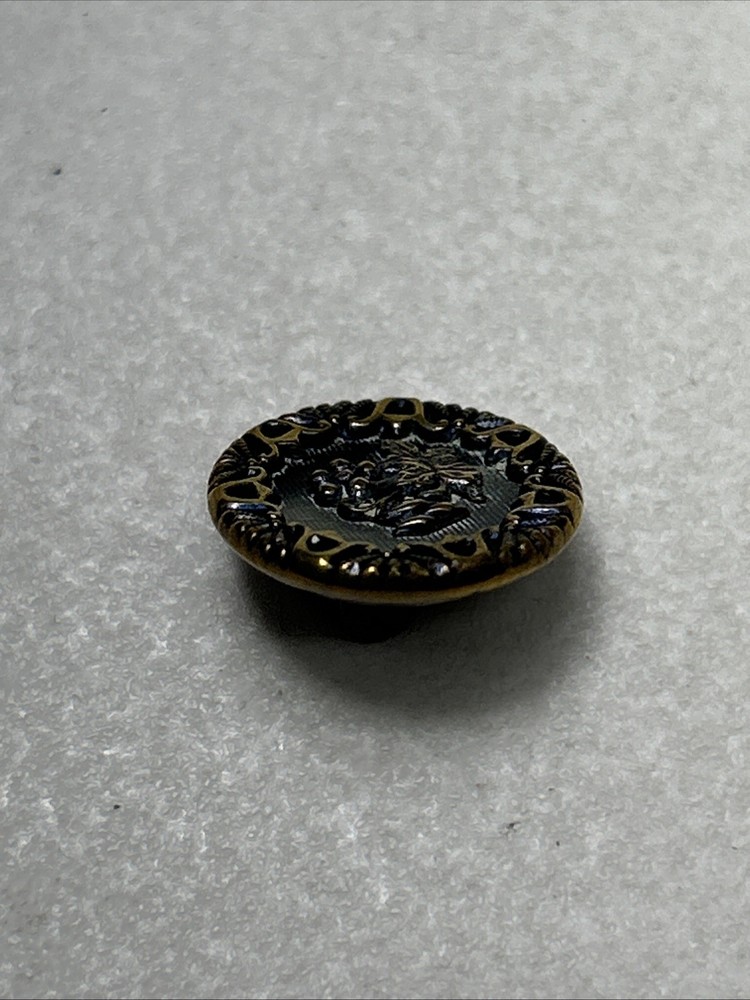 Vintage Metal Fruit Picture Sewing Button Grapes With Patterned Border