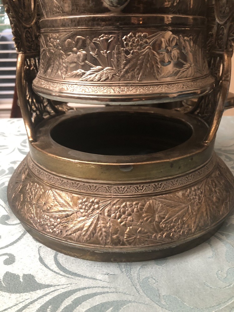 Tilting Water Pitcher, Victorian Antique With 2 Goblets