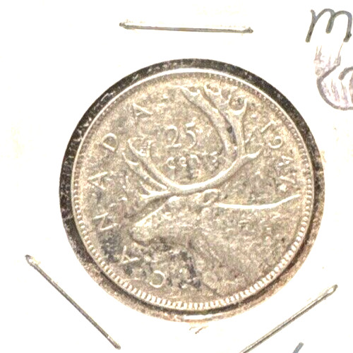 Canada 1947 maple leaf quarter XF (1)