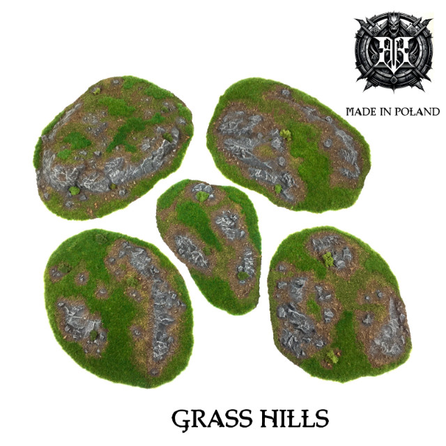 Painted 3D Terrain - GRASS HILLS - for Wargames, DnD & RPG