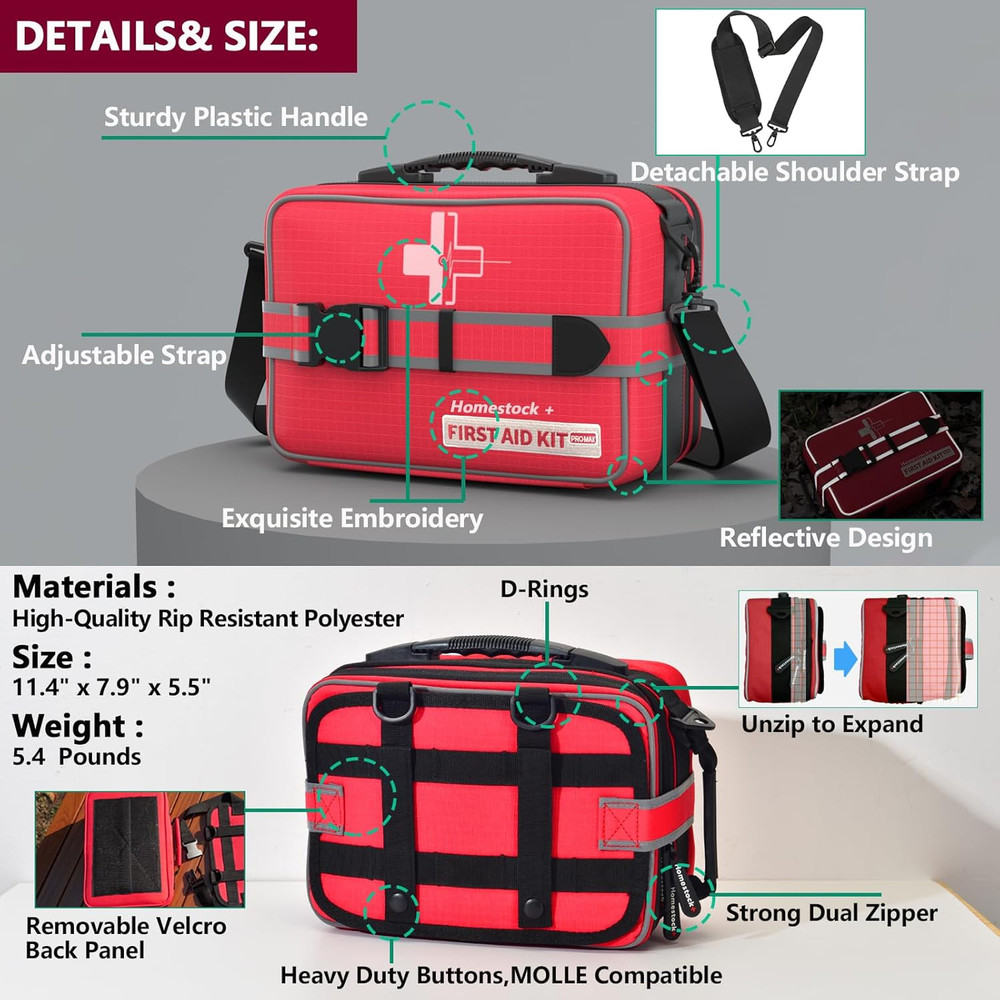 Advanced Comprehensive First Aid Kit with Well Organized Labelled Compartments R