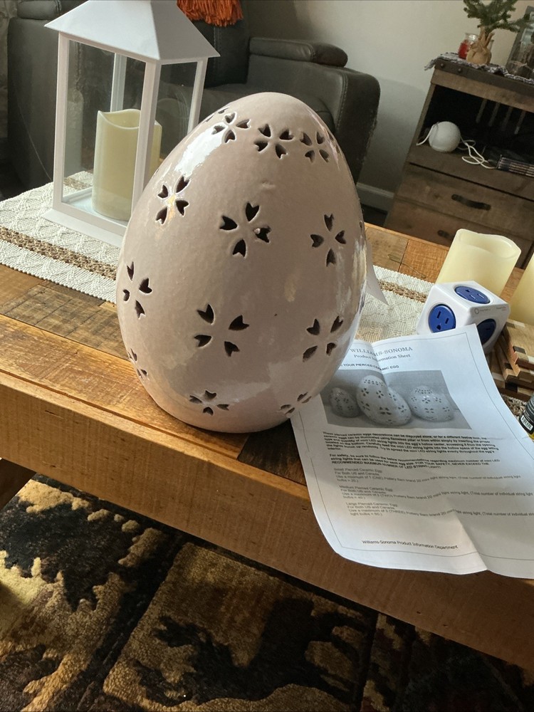 POTTERY BARN TERRACOTTA EASTER EGG LUMINARY/LANTERN YELLOW