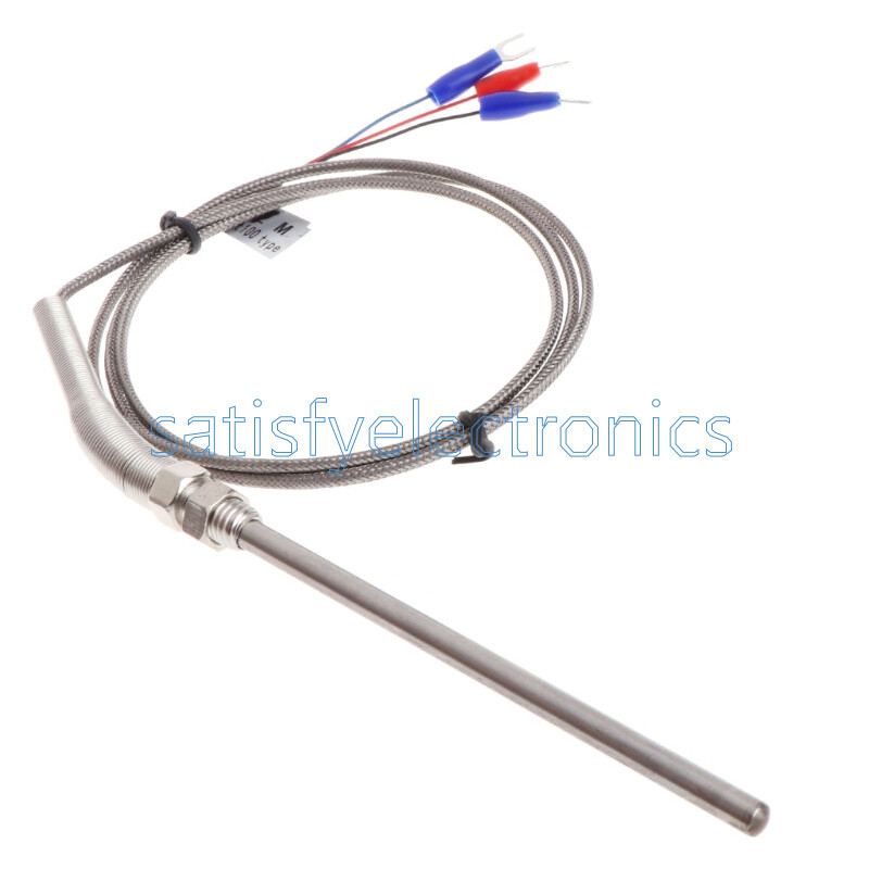 1M High Temperature Cable PT100 RTD with 6mm Thread Thermometer Sensor 0°C-150°C