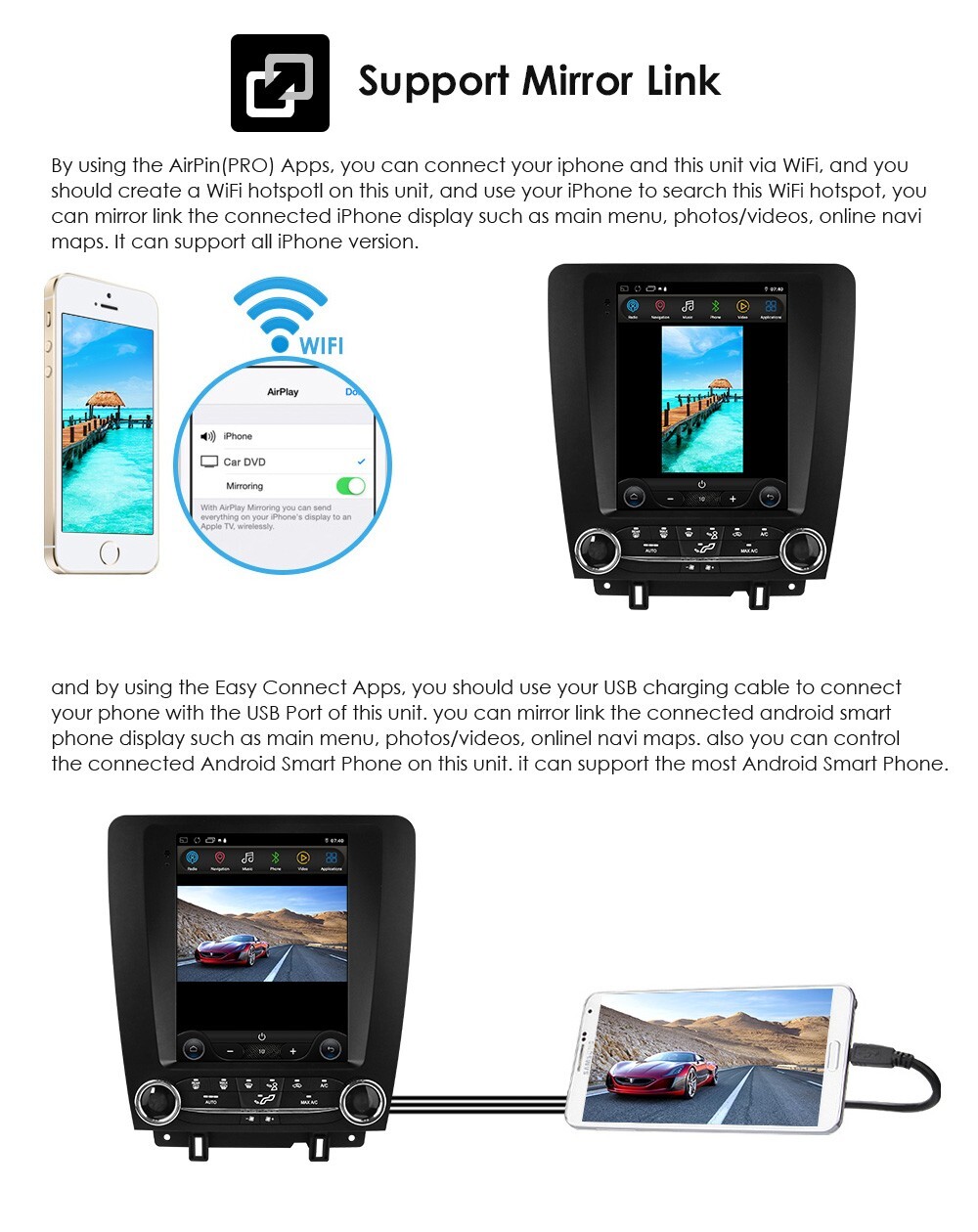 9.7" Tesla Style For Ford Mustang 2010-2014 Car Stereo Radio Android Gps Navi US