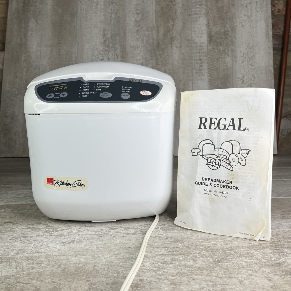Regal Kitchen Pro K6725 2 LB Bread Maker Machine Vintage White W Manual