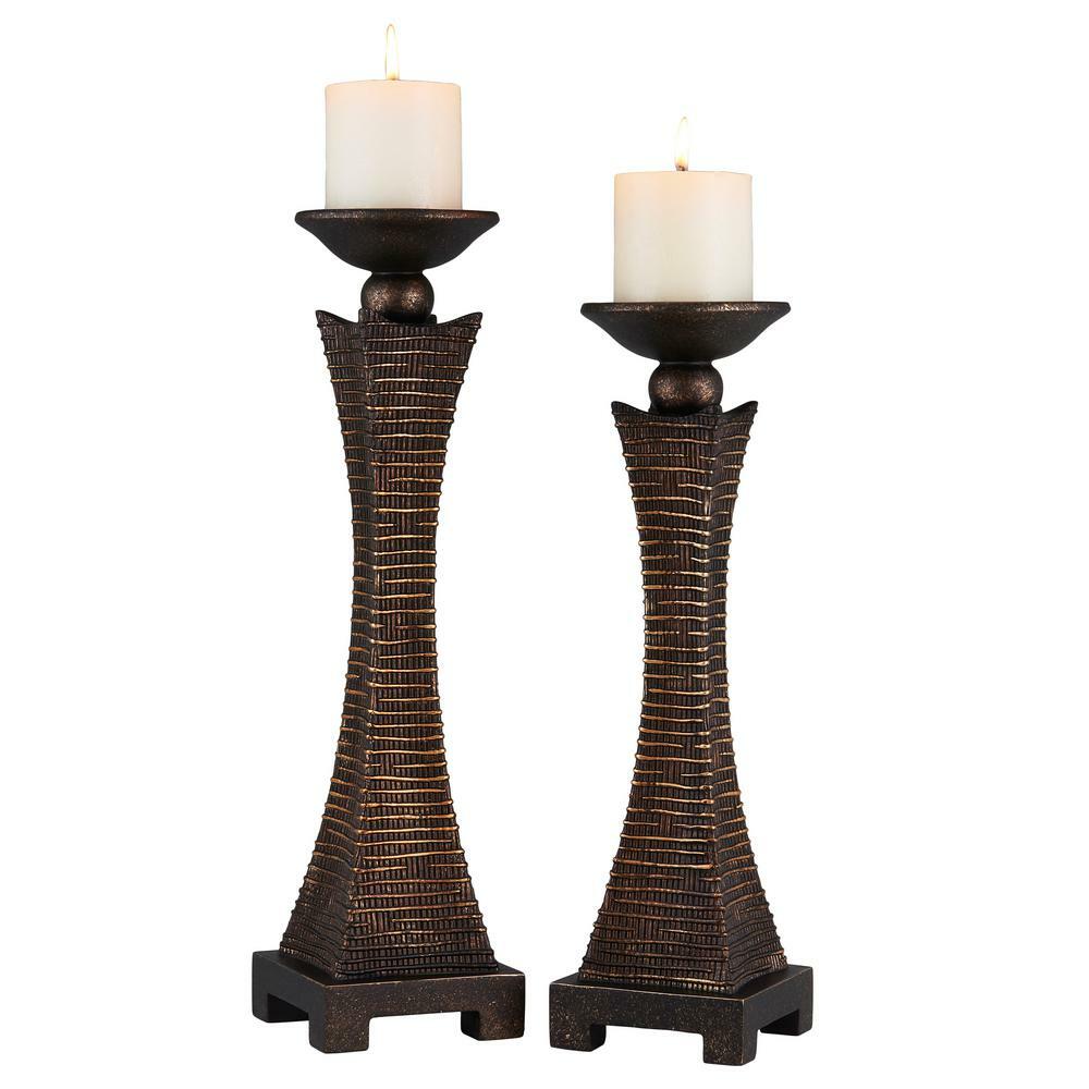 Brown Kayan Polyresin Candleholders (Set of 2) K-4287C