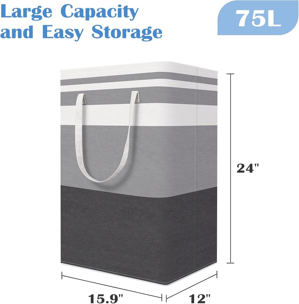 BlissTotes 3-Pack Laundry Basket, Freestanding＆Waterproof Laundry Hamper, Coll