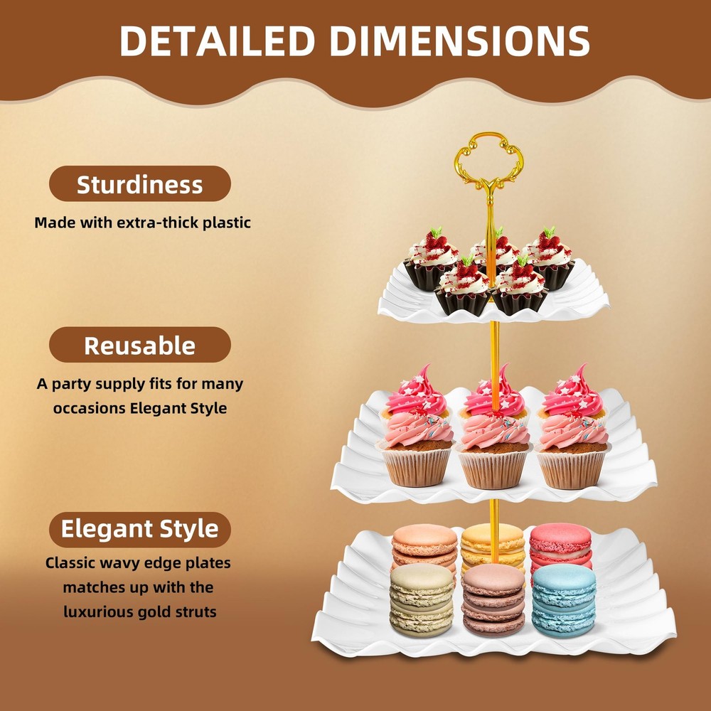 10 Pack Dessert Table Display Set - 4 x Three-Tier Square Cupcake Stands and ...