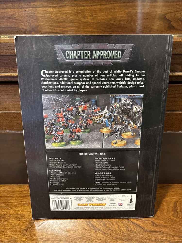 Warhammer 40K Chapter Approved Supplement Book Games Workshop 2001