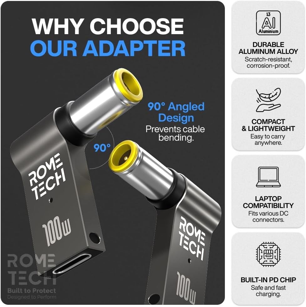 2 Pack USB C to DC Adapter with Built-in PD and E-Mark Smart Chip