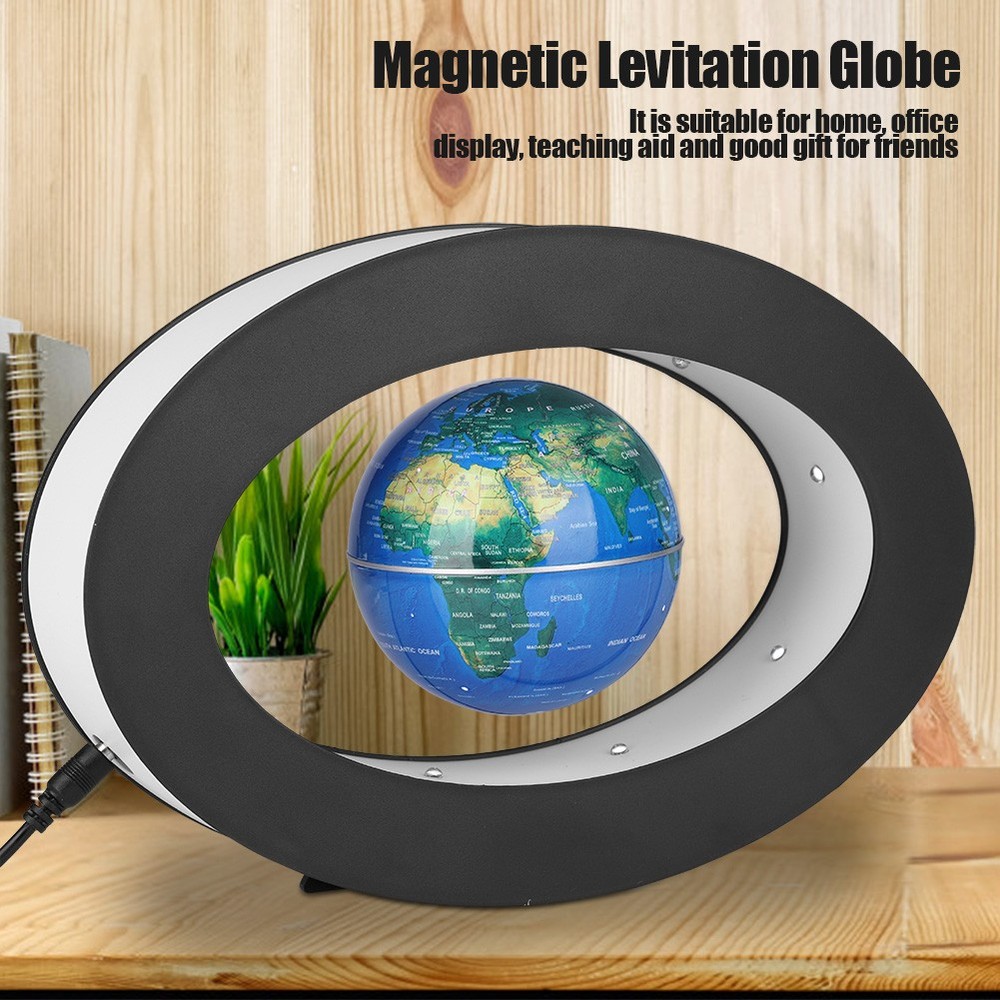 (Blue US Plug)Electronic Magnetic Levitation Floating Globe With LED Light