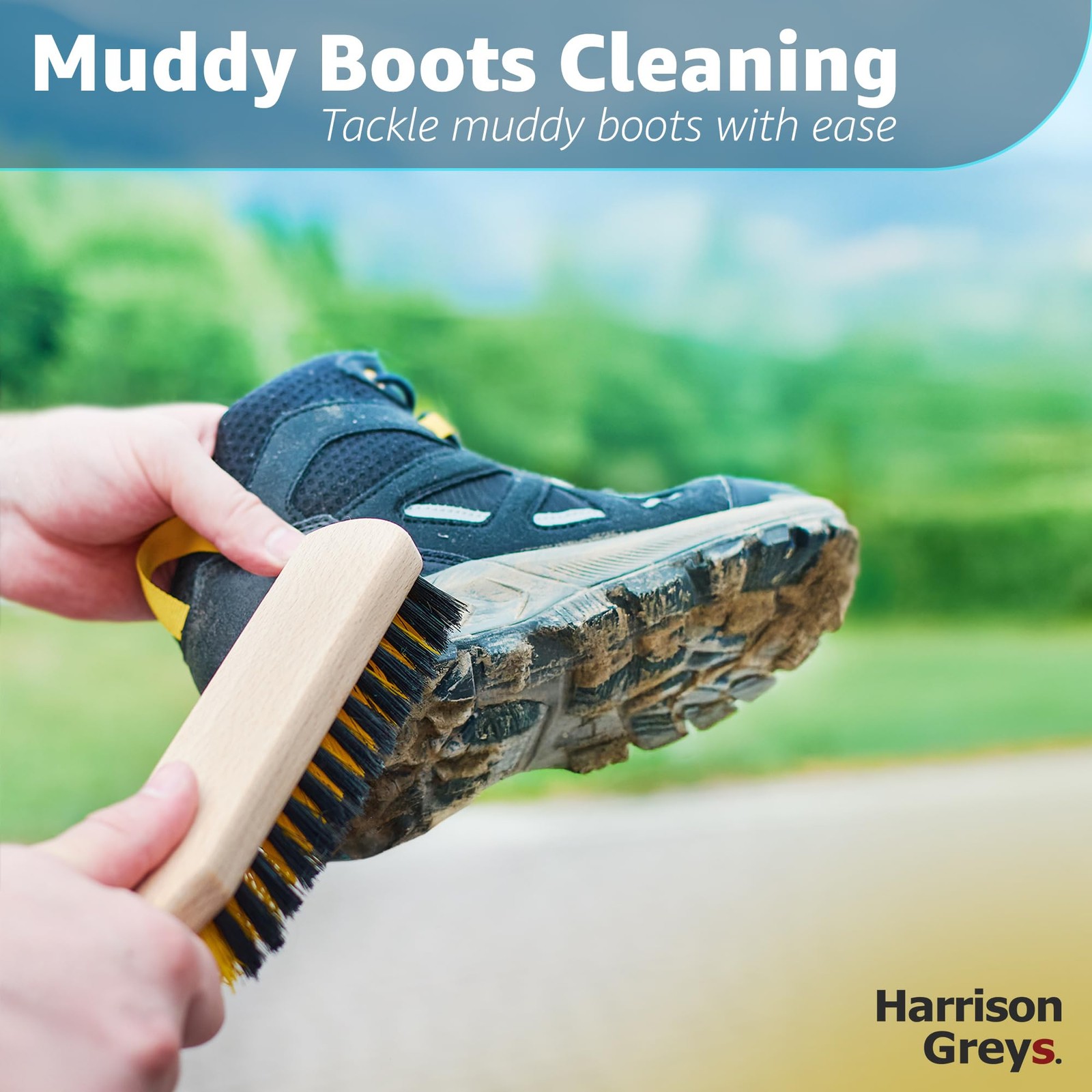 Carpet Cleaning Brush, Scrub Brush with Handle for Floor Black and Yellow