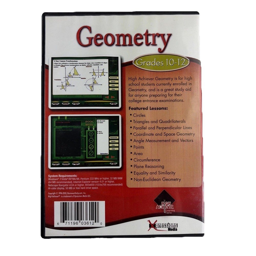 GEOMETRY High Achiever Learning Series Grades 10-12 PC CD-Rom SEALED
