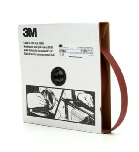 3M 19790 1" x 50 Yards Utility Cloth Roll 314D P120 Grit J-Weight