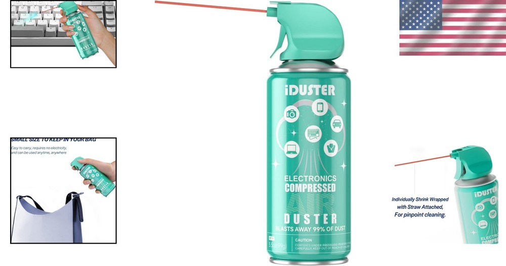 High-Pressure Compressed Air Duster for Electronics - 3.5 oz Precision Cleaning