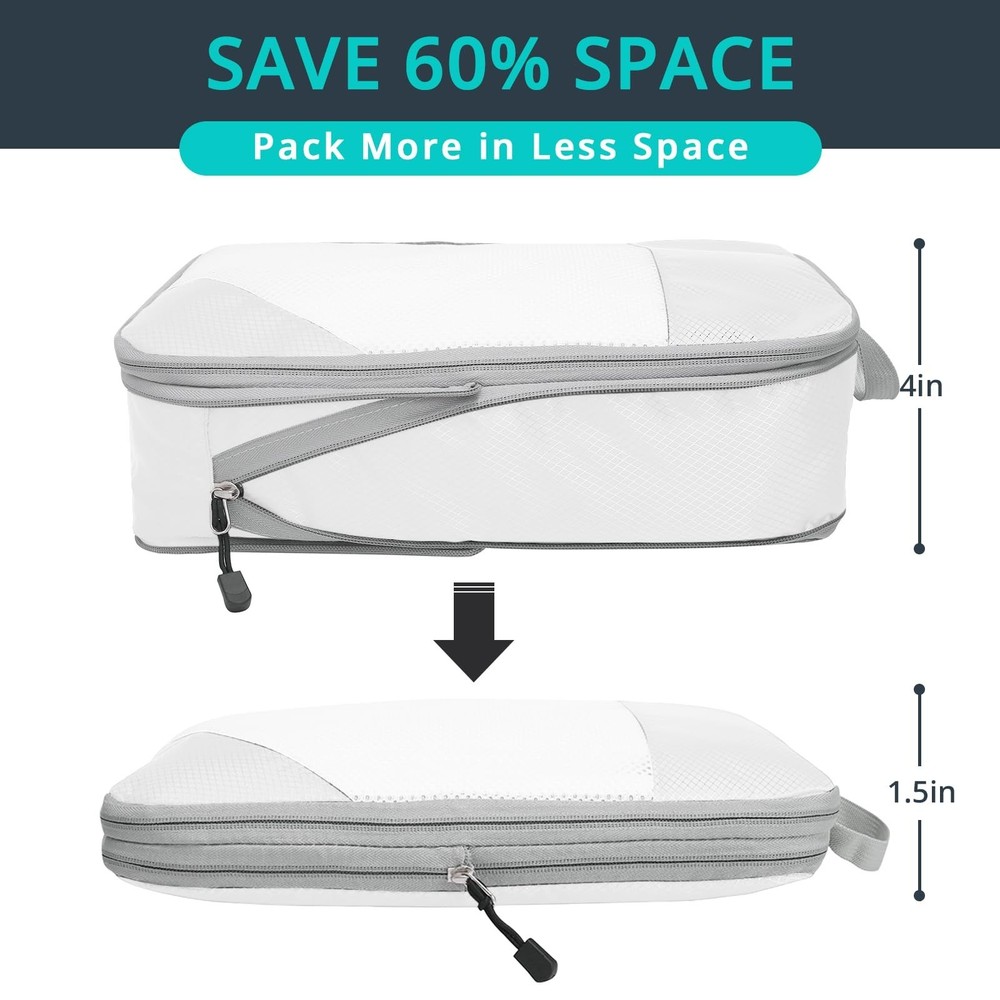 Compression Packing Cubes 6 Set, Compressible Space-Saving Packing Cubes for ...