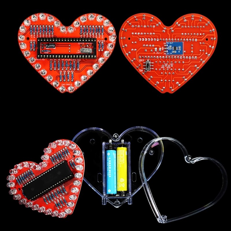 Heart Shaped LED Soldering Project Kit Includes 32 RGBs Light For Beginners