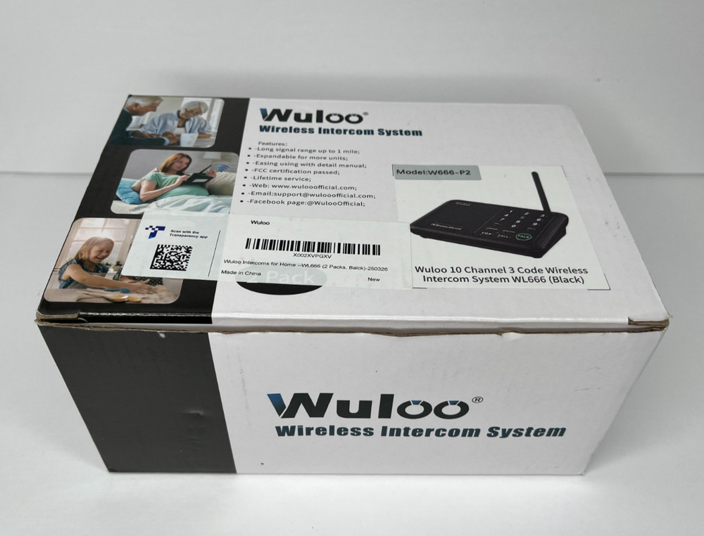Wuloo Wireless Home Intercom System - 2 Pack Multichannel W666-P2 - Black