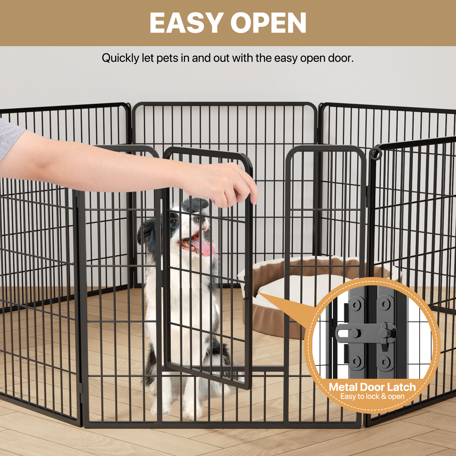 31 Inch Folding Dog Playpen Metal Heavy Duty Pet Dog Exercise Pen 8Panel w/Doors