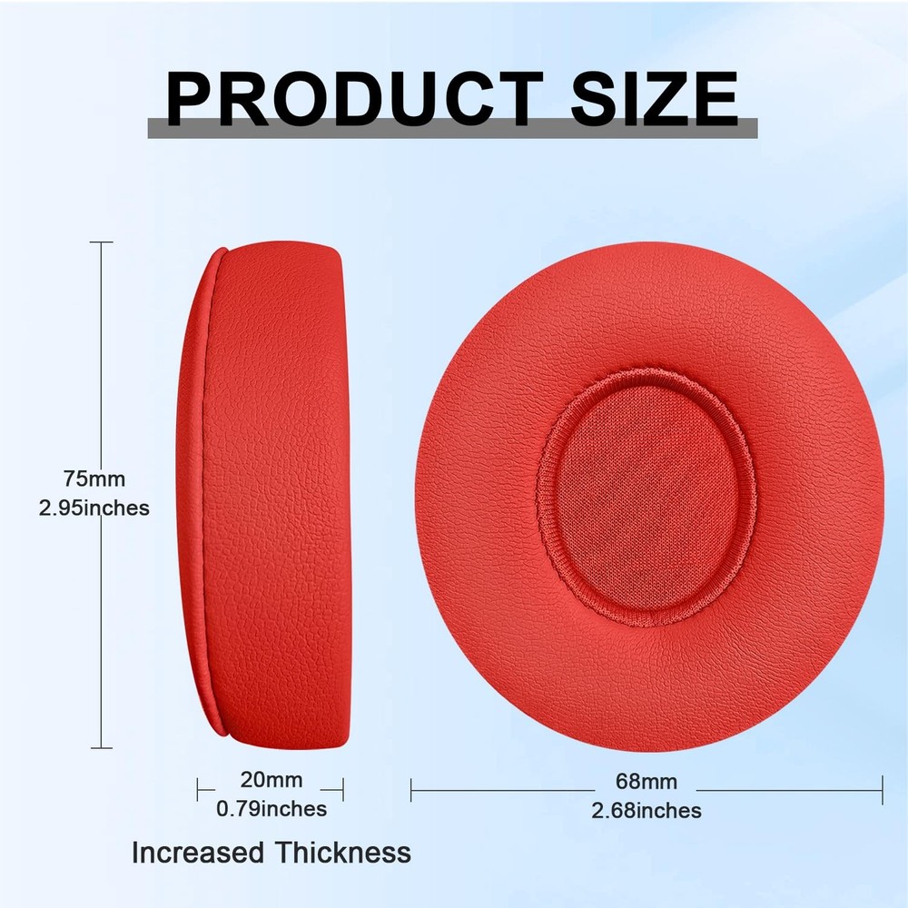 Replacement Ear Pads for Beats Solo 2 & 3 Wireless On-Ear Red