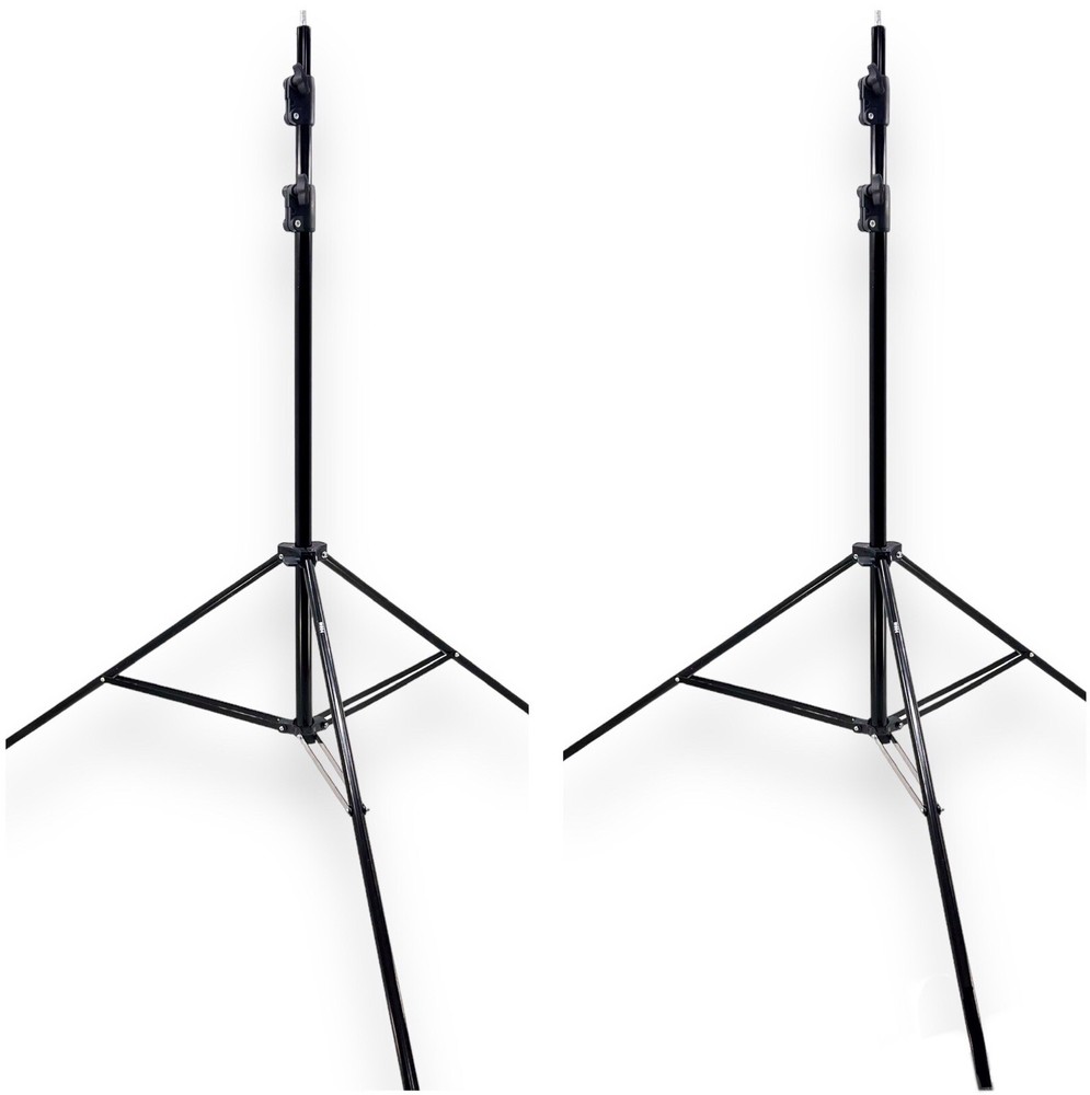 Two 8' 3-Section Photography Light / Backdrop Stands with 10mm / 3/8” Stud Black