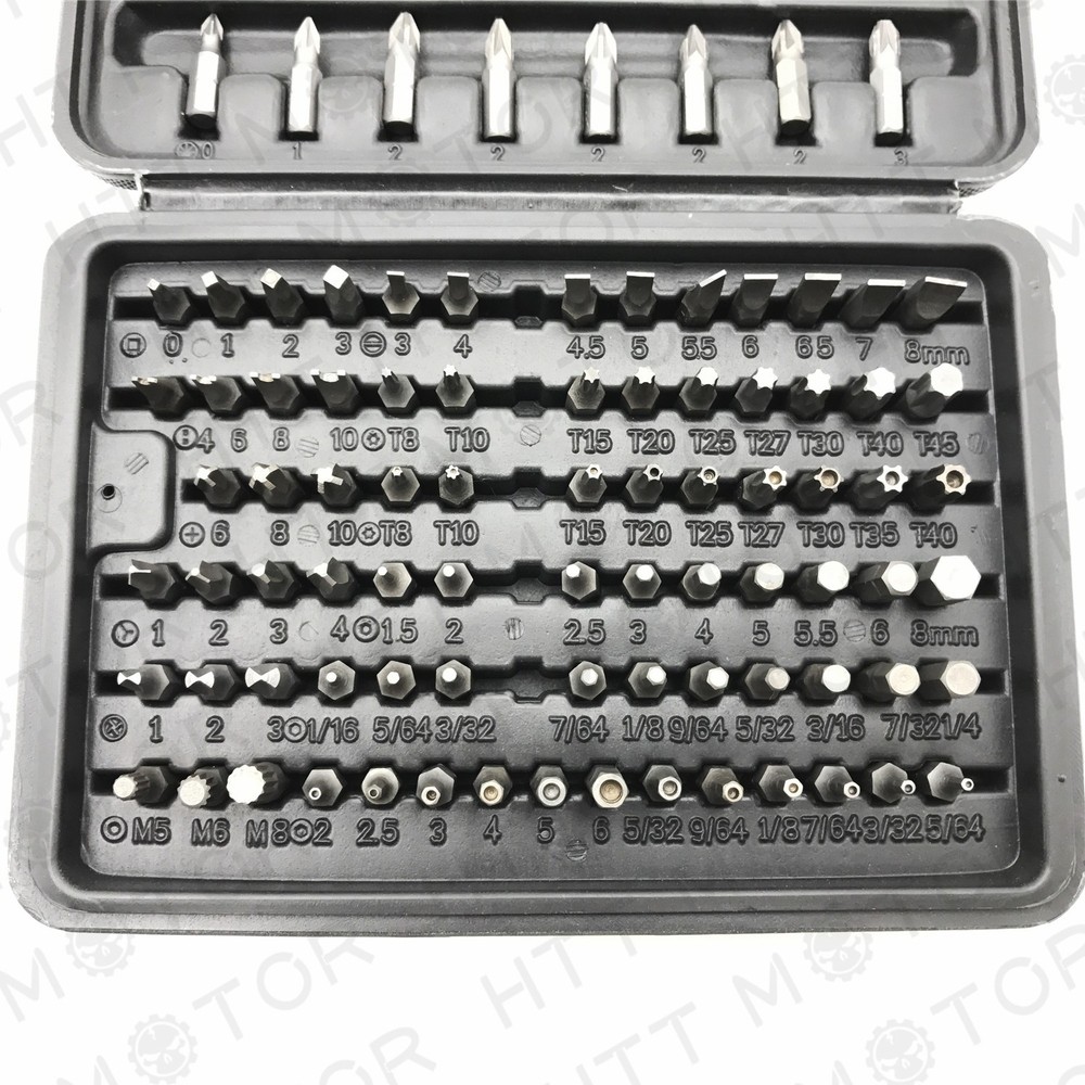 100Pcs 1/4" Torx Hex Torq Security Bit Set Tamper Proof Case Screwdrivers Bits
