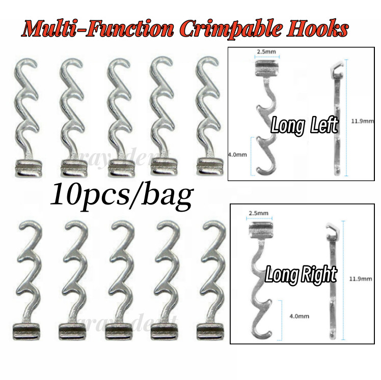 Dental Orthodontic Crimpable Hooks Multi-Function Long Left Right Accessory Hook