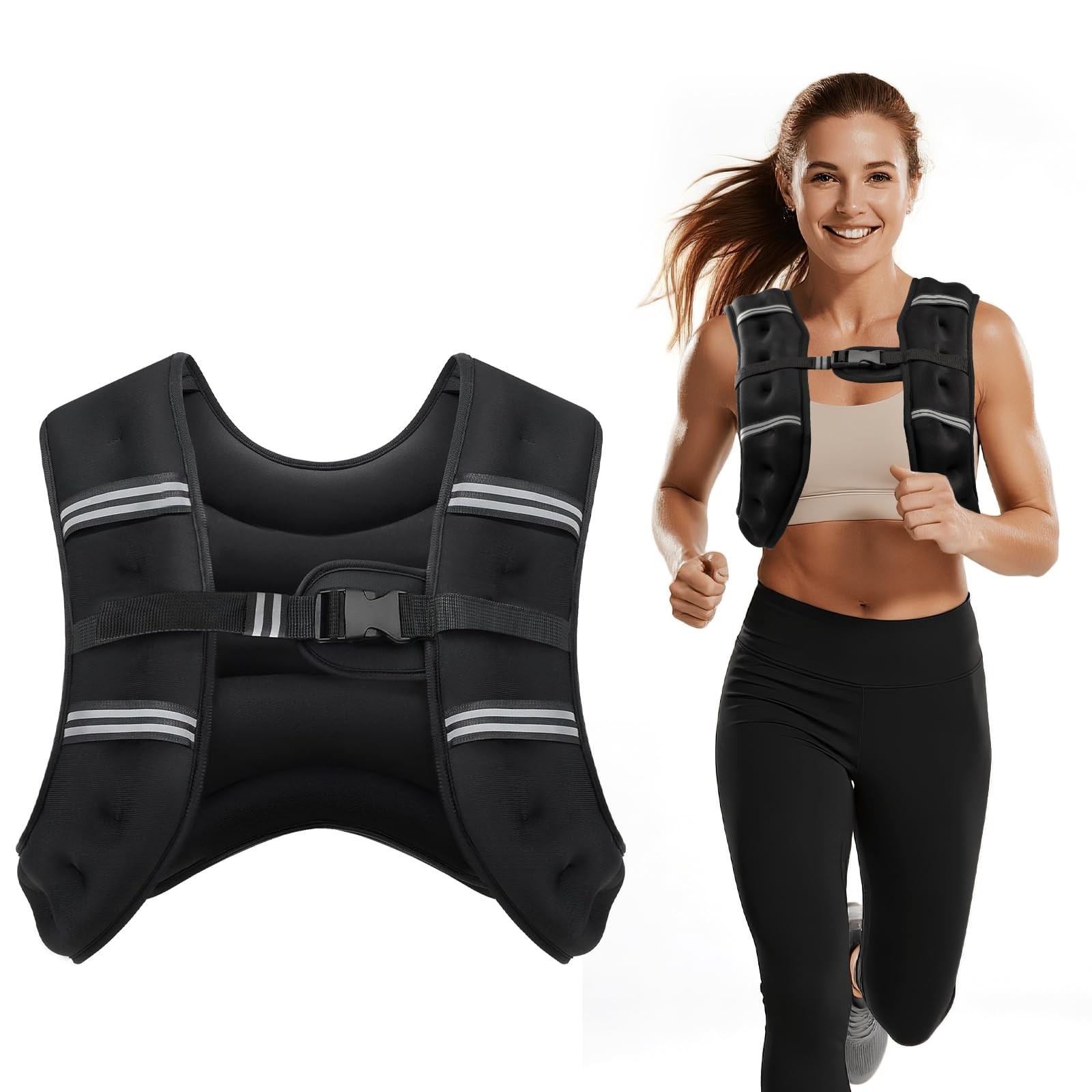 Weighted Vest, 8lb/12lb/16lb/20lb/25lb/30lb Weight Vest with Two Adjustment S...