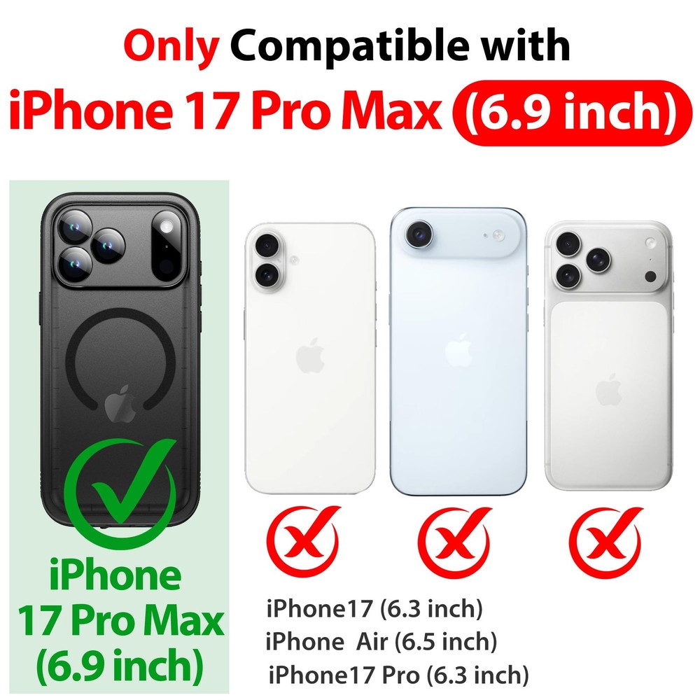 SPORTLINK for iPhone 17 Pro Max Waterproof Case - Built in Screen Protector/Shoc