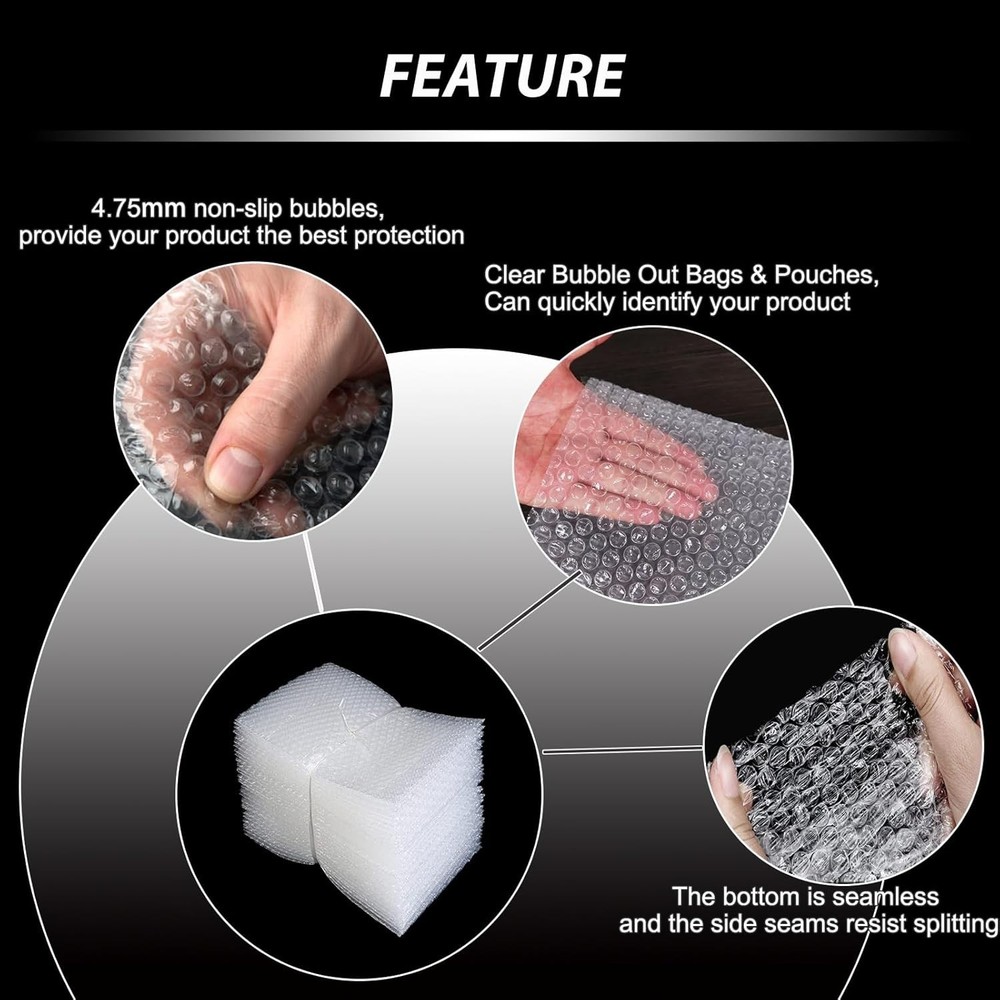 Double-Walled Clear Bubble Pouches - 50 pcs 8x10'' for Maximum Protection