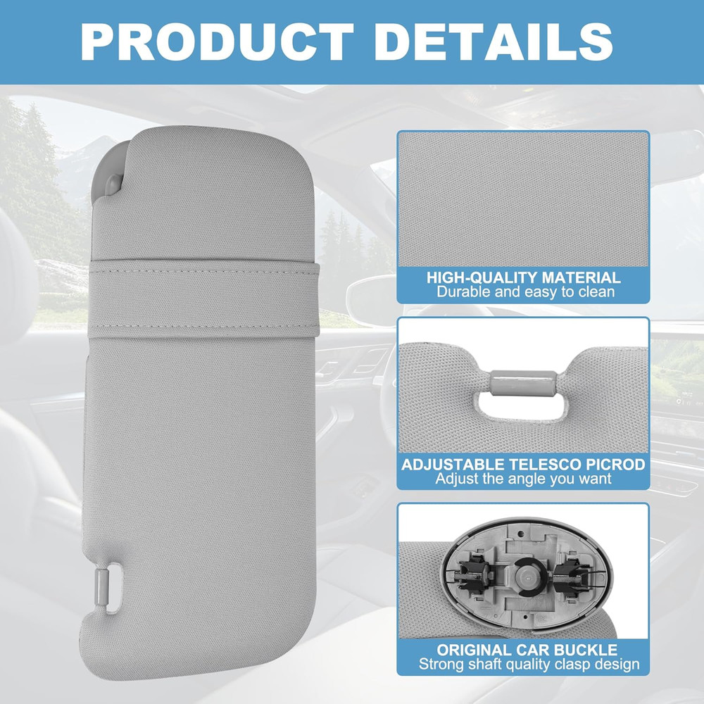 Driver Left Side Sun Visor Compatible with Corolla 2008 2009 2010 2011 2012 2013