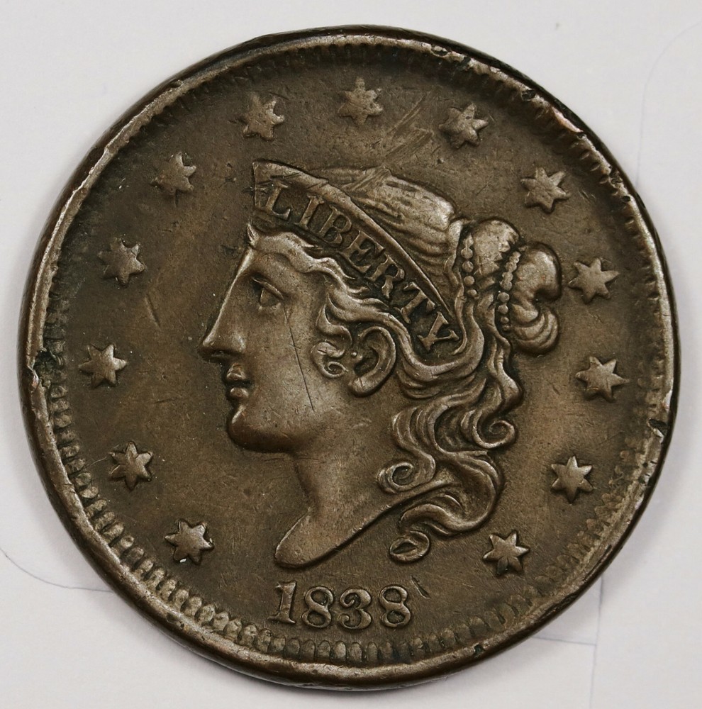 1838 Large Cent.  XF.  164537