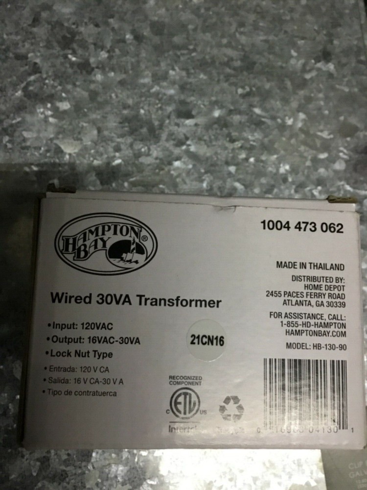 Hampton bay wired 30va transformer