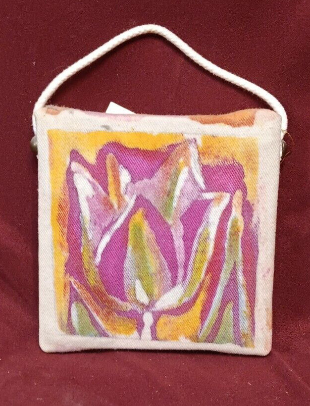 Vintage 5 x 5 Tulip Batik Wall Art Decor