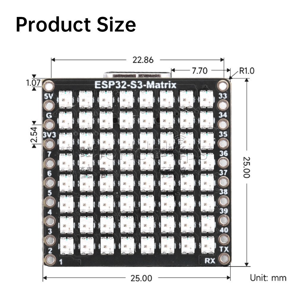 Type-C ESP32-S3-Matrix WIFI Bluetooth Development Board With 8×8 RGB LED Matrix