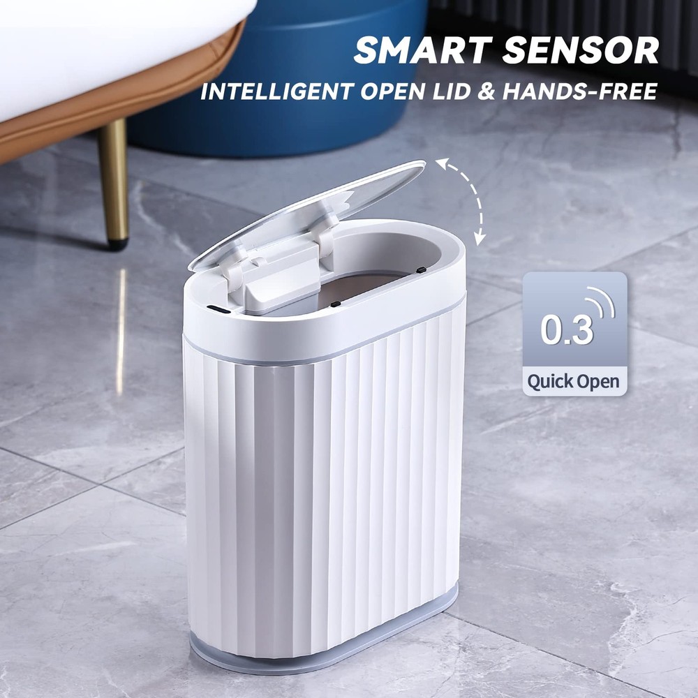 ELPHECO Bathroom Trash can Motion Sensor, Automatic Garbage 2 gallon, Grey