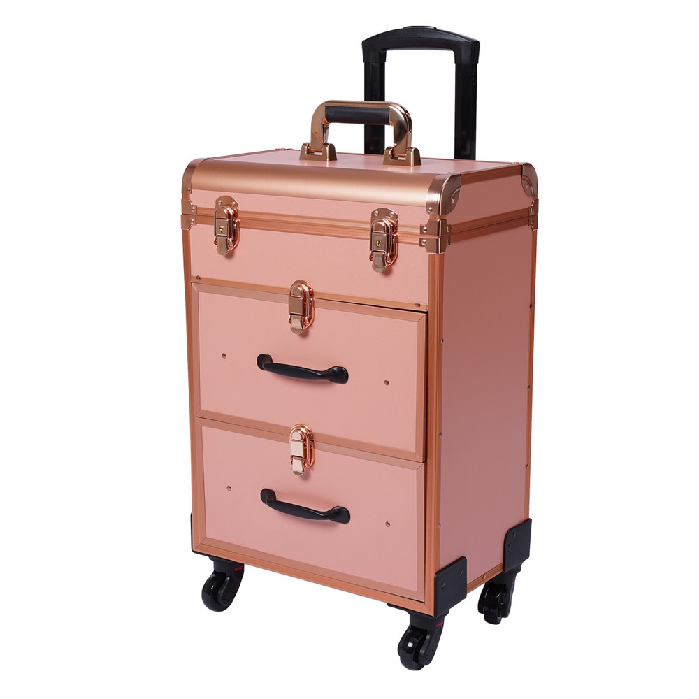 Rolling Makeup Case Large Trolley Makeup Organizer Cosmetic Storage Case Wheels