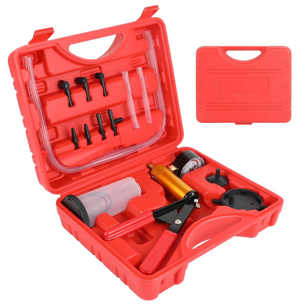 Hand Held Vacuum Pressure Pump Tester Set Brake Fluid Bleeder Bleeding Kit + Box