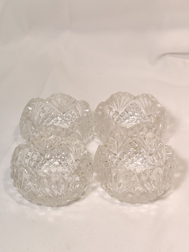 4 EAPG Fan Star & Diamond Cut Open Salt Dips Cellars