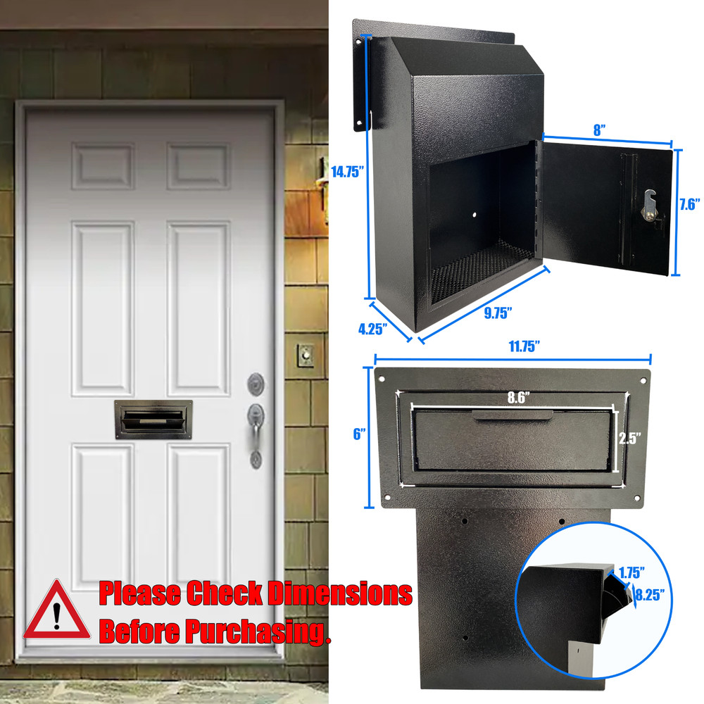 OPEN BOX Locking Door Drop Box with Combination Lock – Mailbox with Rear Access