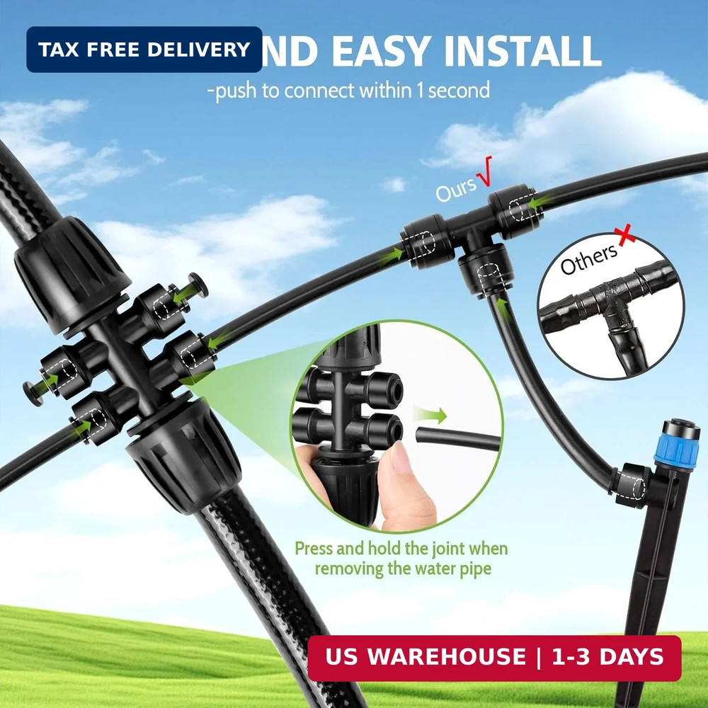 230FT New Quick-Connect Drip Irrigation System Kit, Automatic Garden Watering Mi
